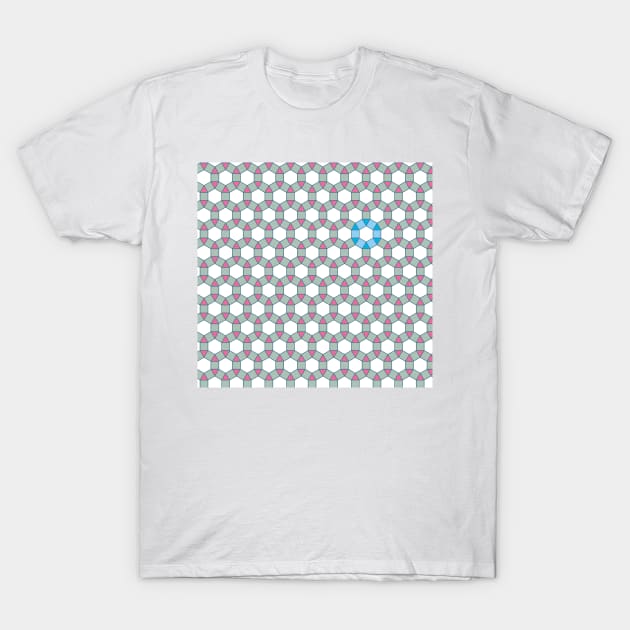 Tiling Tessellation In Green, Blue & Pink T-Shirt by funmaths